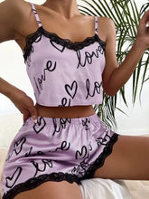 Load image into Gallery viewer, Lazy Love Print Pajamas Suspender Set