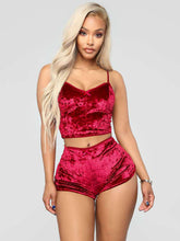 Lade das Bild in den Galerie-Viewer, Vallery Velvet V-neck Underwear Two-Piece Set