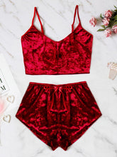 Lade das Bild in den Galerie-Viewer, Vallery Velvet V-neck Underwear Two-Piece Set