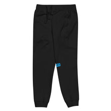 Load image into Gallery viewer, Capital H's Unisex Fleece Sweatpants (Black Hoovi Print) Deep Sky Blue & Black Logo