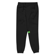 Load image into Gallery viewer, Capital H&#39;s Unisex fleece sweatpants (Blue Hoovi Print) Neon Green &amp; Black Logo
