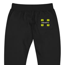 Load image into Gallery viewer, Capital H's Unisex Fleece Sweatpants (Black Hoovi Print) Neon Yellow & Black Logo
