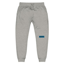 Load image into Gallery viewer, Capital H's Unisex Fleece Sweatpants (Black Hoovi Print) Muted Blue & Muted Red Logo