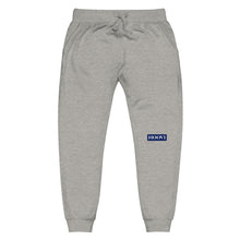 Load image into Gallery viewer, Capital H's Unisex Fleece Sweatpants (White Hoovi Print) Navy Blue and Grey Logo