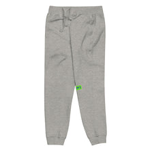 Load image into Gallery viewer, Capital H's Unisex fleece sweatpants (Blue Hoovi Print) Neon Green & Black Logo