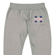 Load image into Gallery viewer, Capital H&#39;s Unisex fleece sweatpants (Red Hoovi Print) Muted Blue &amp; White Logo
