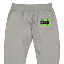 Load image into Gallery viewer, Capital H's Unisex fleece sweatpants (Blue Hoovi Print) Neon Green & Black Logo