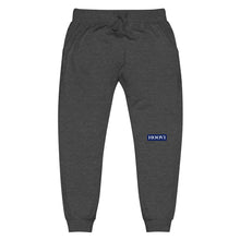 Load image into Gallery viewer, Capital H's Unisex Fleece Sweatpants (White Hoovi Print) Navy Blue and Grey Logo