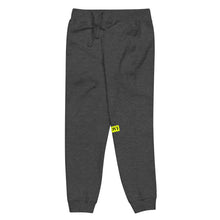 Load image into Gallery viewer, Capital H's Unisex Fleece Sweatpants (Black Hoovi Print) Neon Yellow & Black Logo