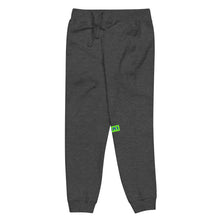 Load image into Gallery viewer, Capital H's Unisex fleece sweatpants (Blue Hoovi Print) Neon Green & Black Logo