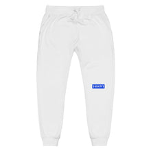 Load image into Gallery viewer, Capital H's Unisex Fleece Sweatpants (White Hoovi Print) Royal Blue Logo