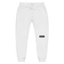 Load image into Gallery viewer, Capital H's Unisex Fleece Sweatpants (White Hoovi Print) Black Logo