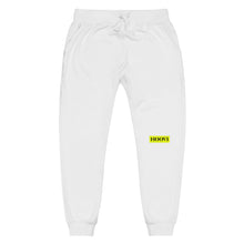 Load image into Gallery viewer, Capital H's Unisex Fleece Sweatpants (Black Hoovi Print) Neon Yellow & Black Logo