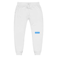 Load image into Gallery viewer, Capital H's Unisex Fleece Sweatpants (White Hoovi Print) Light Blue & Grey Logo