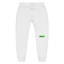 Load image into Gallery viewer, Capital H's Unisex fleece sweatpants (Blue Hoovi Print) Neon Green & Black Logo
