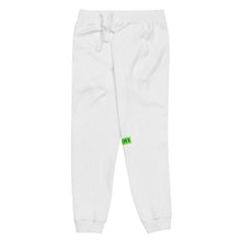 Load image into Gallery viewer, Capital H&#39;s Unisex fleece sweatpants (Blue Hoovi Print) Neon Green &amp; Black Logo

