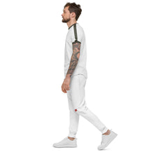 Lade das Bild in den Galerie-Viewer, Unisex-Fleece-Jogginghose von Capital H (weißer Hoovi-Druck) gedämpftes rotes und graues Logo