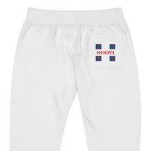Load image into Gallery viewer, Capital H&#39;s Unisex fleece sweatpants (Red Hoovi Print) Muted Blue &amp; White Logo
