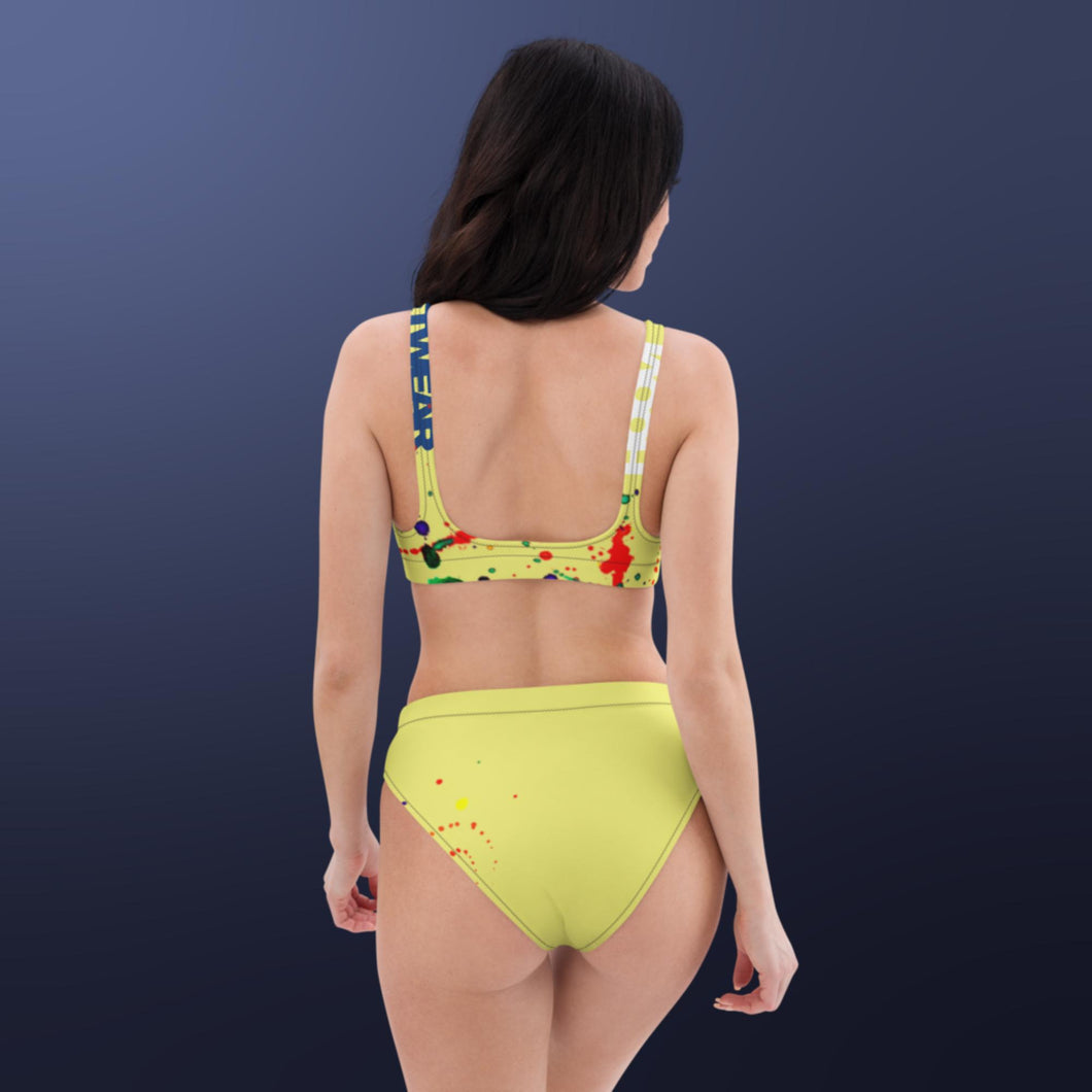 Color-Splash-Bikini mit hoher Taille
