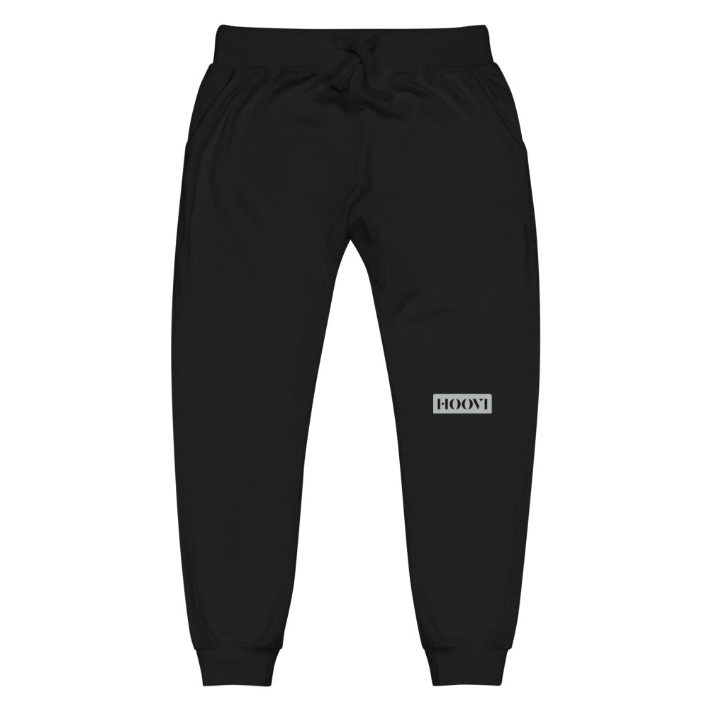 Capital H's Unisex Fleece Sweatpants (Black Hoovi Print) Grey & Black Logo