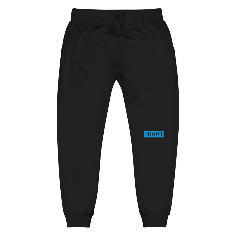Capital H's Unisex Fleece Sweatpants (Black Hoovi Print) Deep Sky Blue & Black Logo