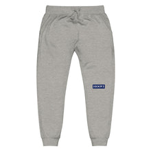 Load image into Gallery viewer, Capital H&#39;s Unisex Fleece Sweatpants (White Hoovi Print) Navy Blue and Grey Logo
