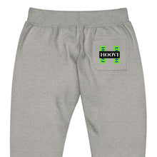 Cargar imagen en el visor de la galería, Capital H&#39;s Unisex fleece sweatpants (Blue Hoovi Print) Neon Green &amp; Black Logo
