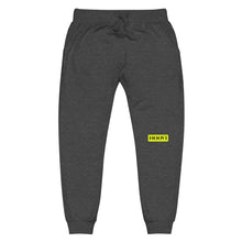 Cargar imagen en el visor de la galería, Capital H&#39;s Unisex Fleece Sweatpants (Black Hoovi Print) Neon Yellow &amp; Black Logo
