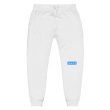 Load image into Gallery viewer, Capital H&#39;s Unisex Fleece Sweatpants (White Hoovi Print) Light Blue &amp; Grey Logo
