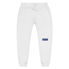 Cargar imagen en el visor de la galería, Capital H&#39;s Unisex Fleece Sweatpants (White Hoovi Print) Navy Blue and Grey Logo
