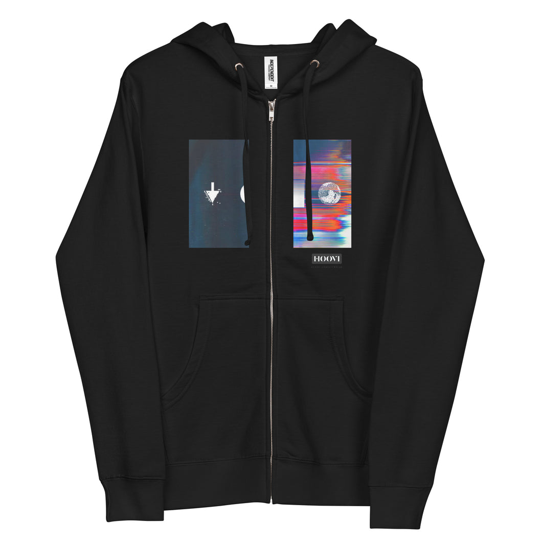 Unisex Distorted fleece zip up hoodie