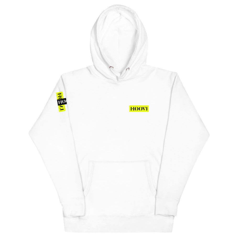 Capital H's Unisex Hoodie (Black Hoovi Print) Neon Yellow & Black Logo